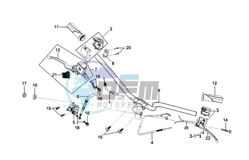 HANDLEBAR / BRAKE LEVERS CPL  L /R