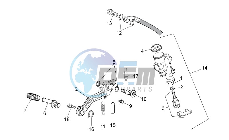 Rear master brake cylinder