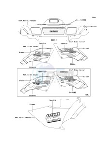 KVF 650 A [PRAIRIE 650 4X4] (A1) [PRAIRIE 650 4X4] drawing DECALS-- GREEN- -