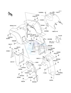 KVF 360 A [PRAIRIE 360 4X4] (A6F-A9F) A7F drawing FRONT FENDER-- S- -