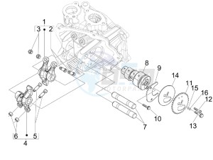 MP3 125 ie Touring drawing Camshaft - Rocking levers support unit