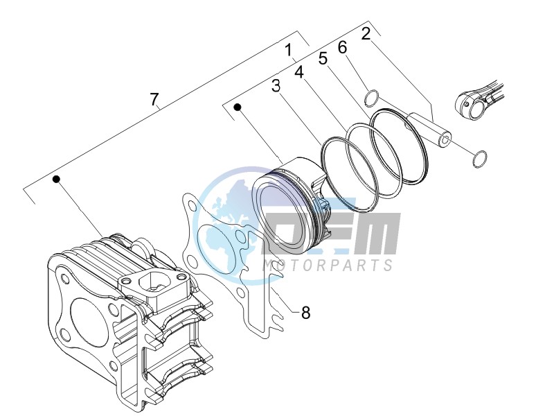 Cylinder-piston-wrist pin unit