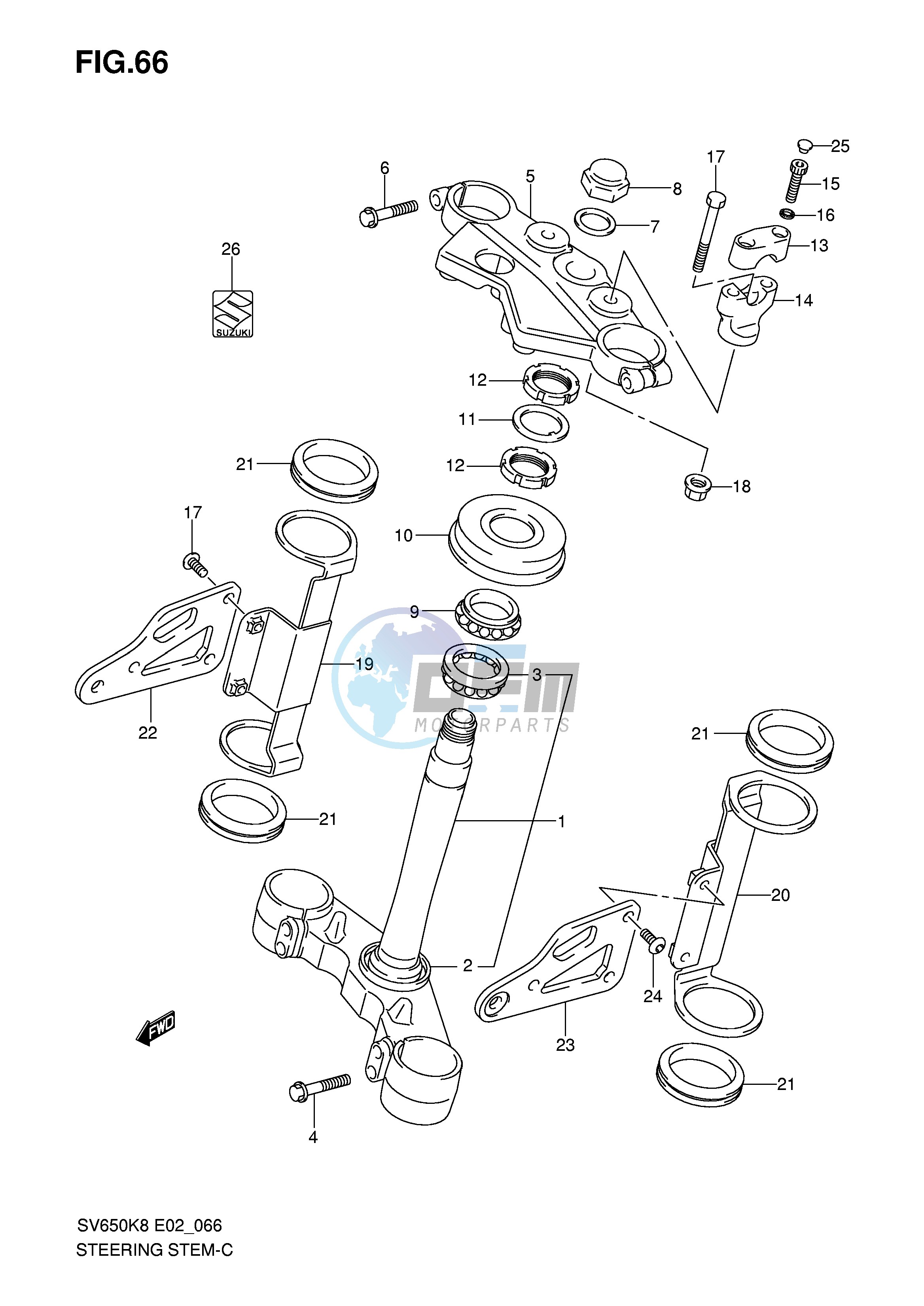 STEERING STEM (SV650K8 UK8 AK8 UAK8 K9 UK9 AK9 UAK9)