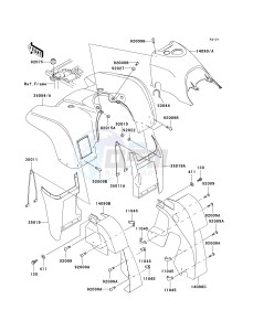 KVF 300 [PRAIRIE 300] (B1-B4) [PRAIRIE 300] drawing FRONT FENDER-- S- -