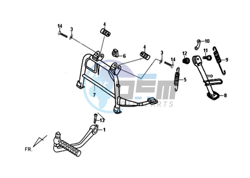 CENTRAL STAND - SIDE STAND - KICKSTARTER PEDAL