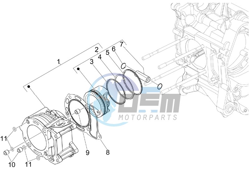 Cylinder-piston-wrist pin unit