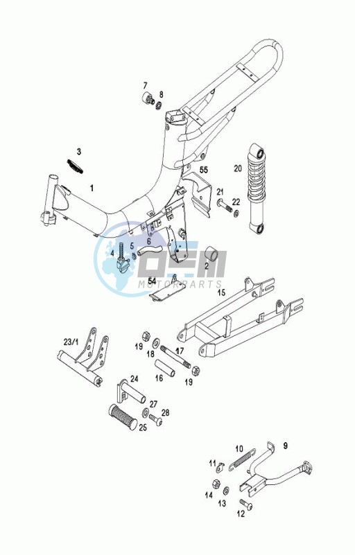 Frame-rear fork-central stand