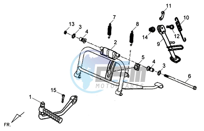 CENTRAL STAND - SIDE STAND - KICKSTARTER PEDAL