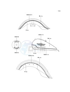 VN 1500 D[VULCAN 1500 CLASSIC] (D1-D2) [VULCAN 1500 CLASSIC] drawing DECALS-- WHITE_GRAY- --- VN1500-D1_D2- -