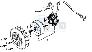 SUPER DUKE 125 drawing FLYWHEEL WITH MAGNETO / FAN