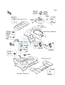 KLF250 KLF250A6F EU GB drawing Labels