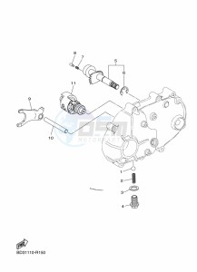 YFM90R (BD3C) drawing SHIFT CAM & FORK