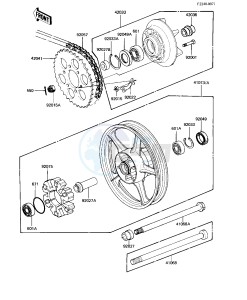 KZ 550 H [GPZ] (H1-H2) [GPZ] drawing REAR WHEEL_HUB_CHAIN