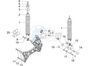 Runner 125 VX 4t SC e3 (UK) UK drawing Rear suspension - Shock absorbers