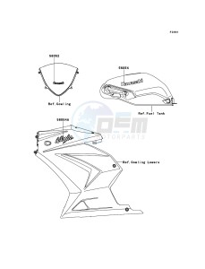 NINJA 250R EX250KBF GB XX (EU ME A(FRICA) drawing Decals(Ebony)(Black)