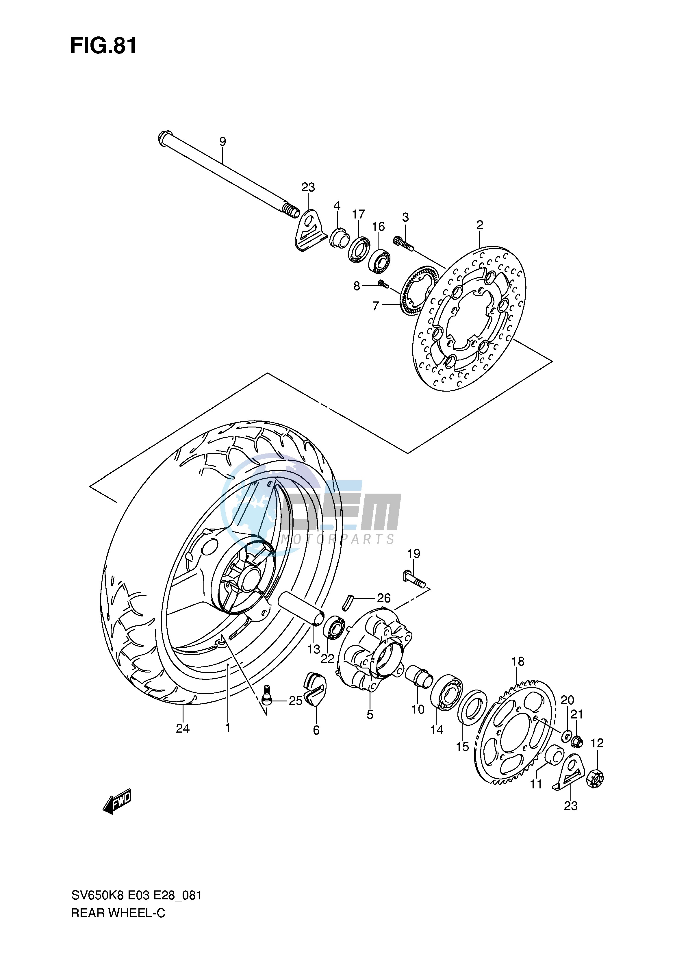 REAR WHEEL (SV650AK8 SAK8 AK9 SAK9 SAL0)