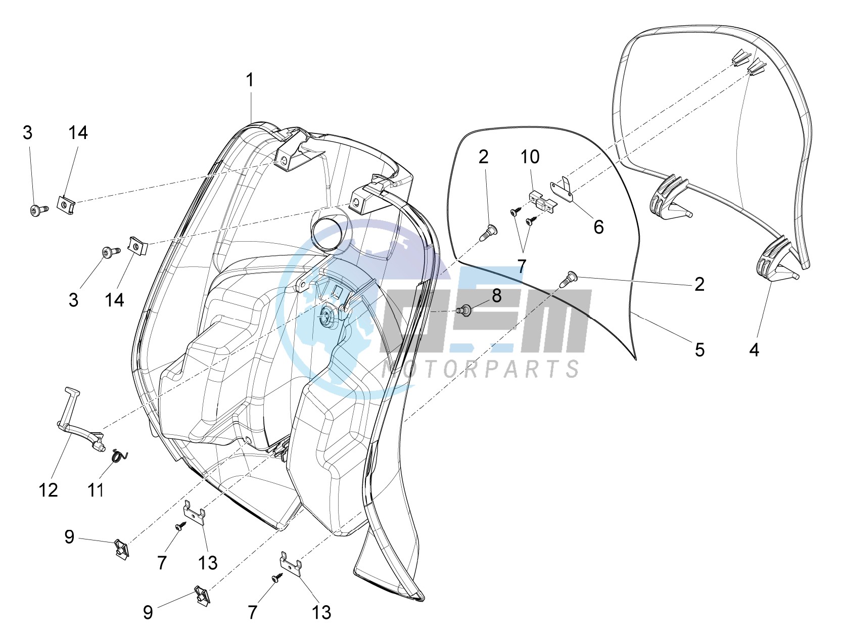 Front glove-box - Knee-guard panel