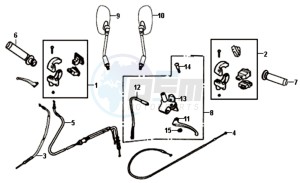 ALLO 50 25 KMH drawing HANDLEBAR / BRAKE LEVERS /CABLES