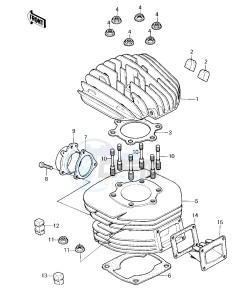 KDX 250 A [KDX250] (A1) [KDX250] drawing CYLINDER HEAD_CYLINDER_REED VALVE