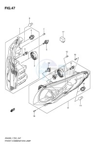 AN400 (E2) Burgman drawing FRONT COMBINATION LAMP (AN400AL1 E19)