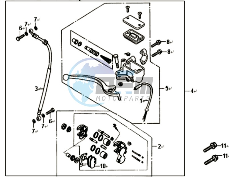 VOORBRAKE CALIPER / BRAKE LEVER /BRAKE LINES