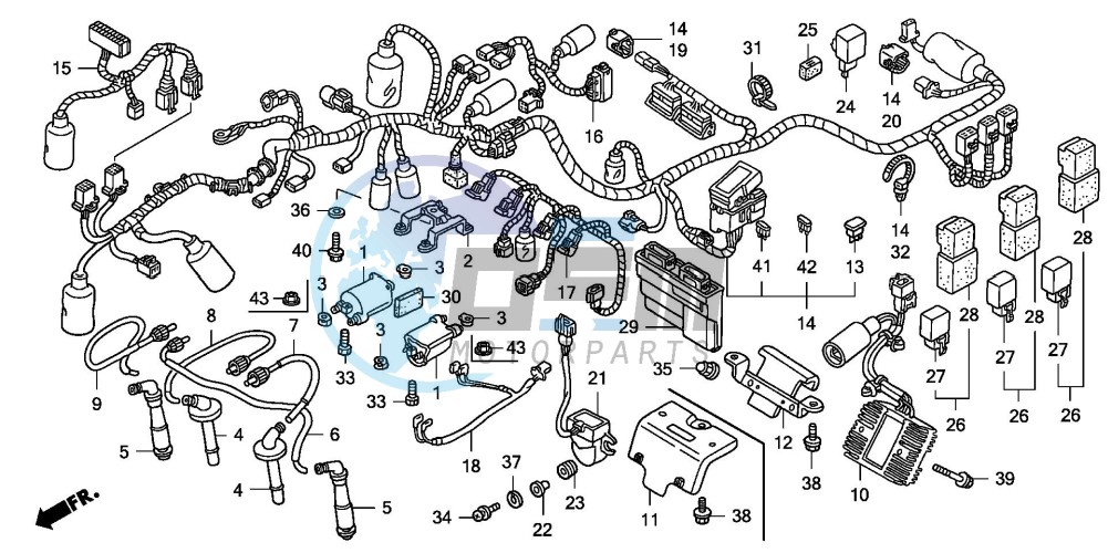 WIRE HARNESS/IGNITION COI L (CB1300S/SA)