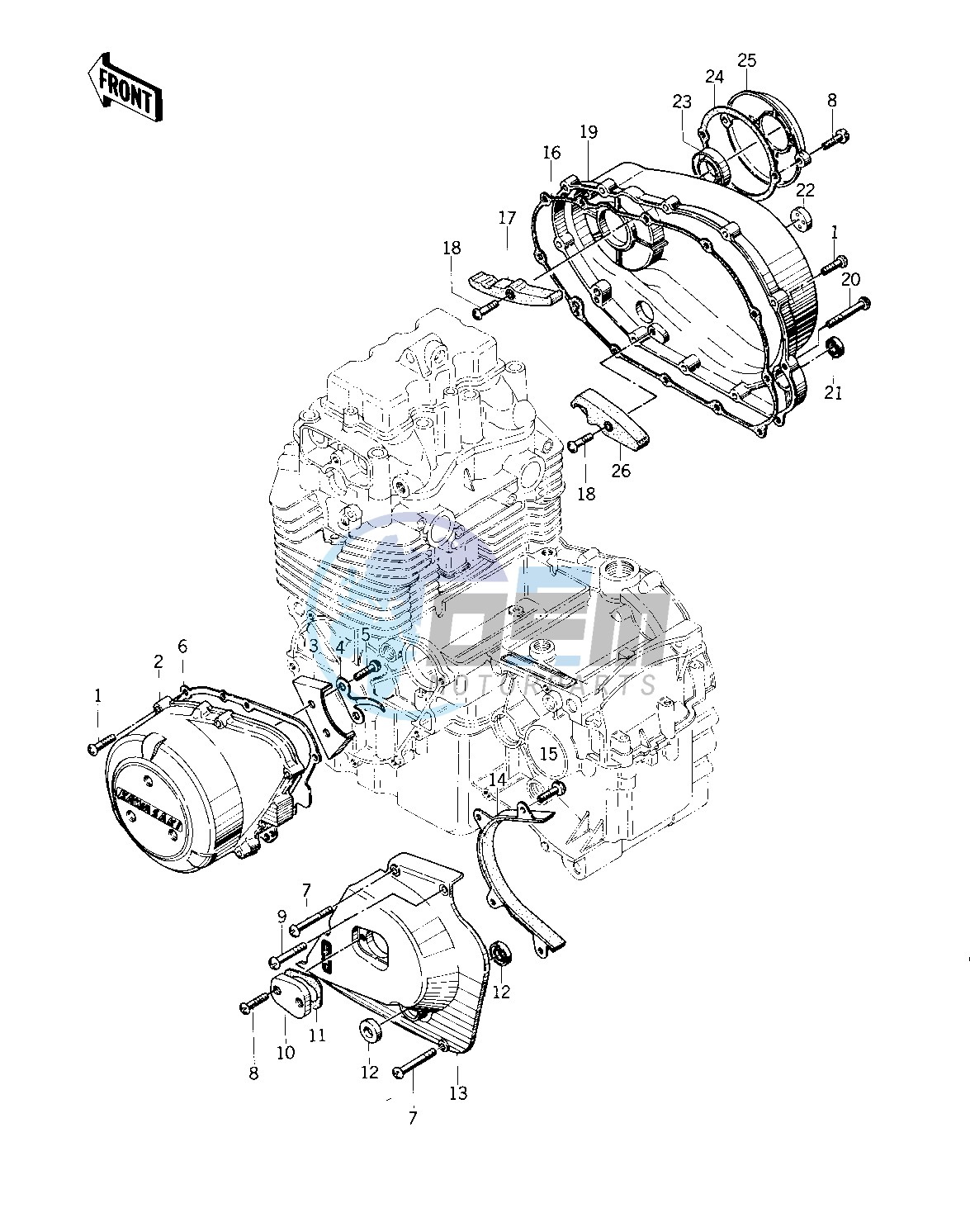 ENGINE COVERS -- 76 -77 KZ400 - D3_D4- -