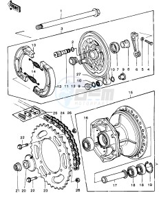 KDX 250 A [KDX250] (A1) [KDX250] drawing REAR HUB_BRAKE_CHAIN