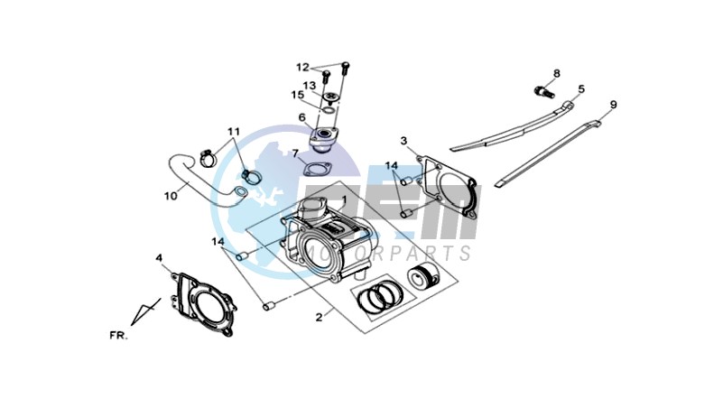 CYLINDER MET PISTON / CYLINDER GASKETS TOP AND BOTTOM