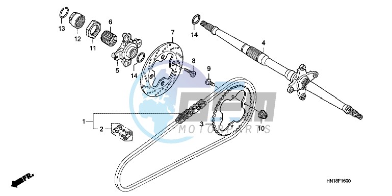 REAR WHEEL AXLE/DRIVE CHAIN