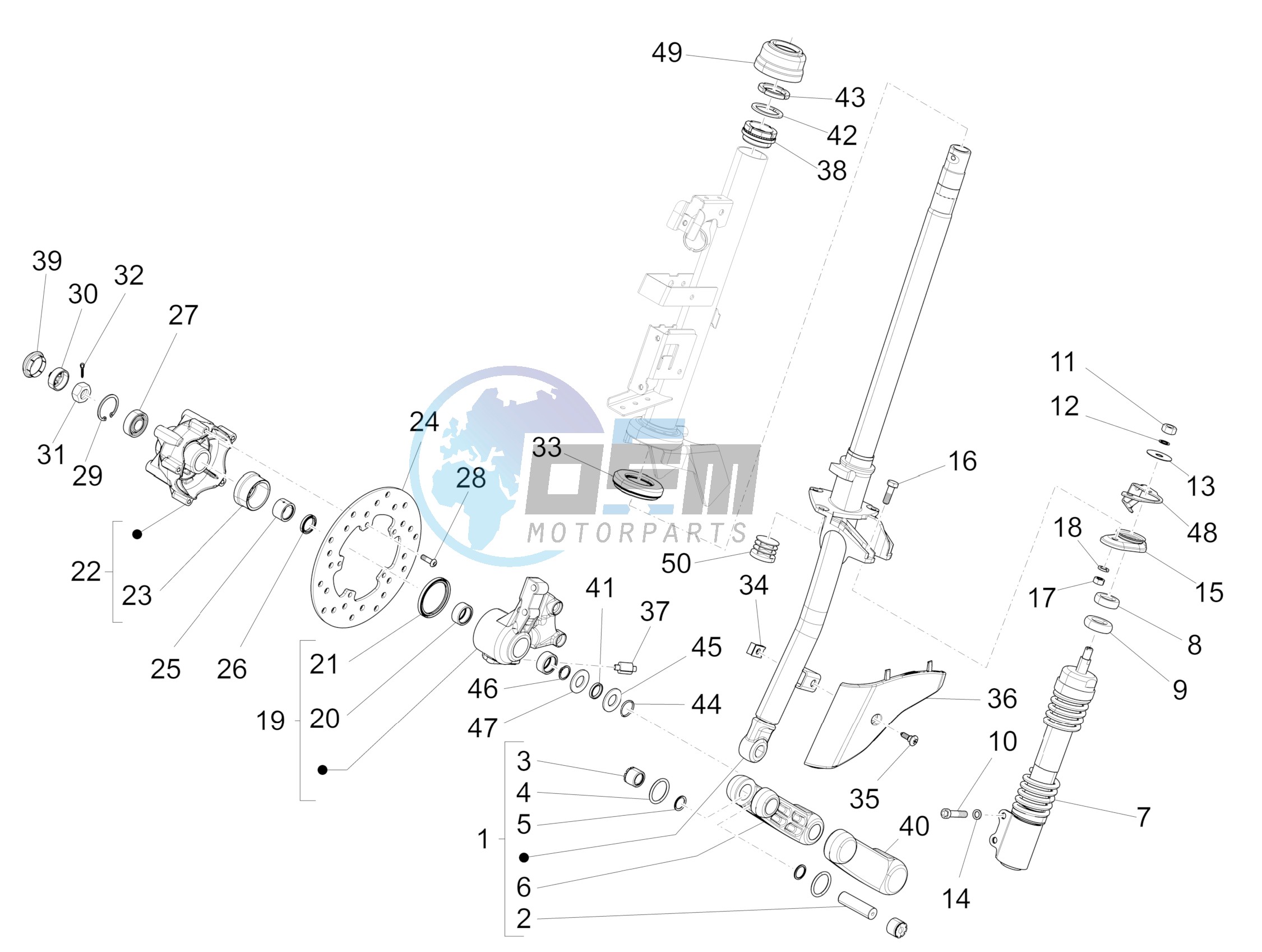 Fork/steering tube - Steering bearing unit