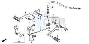 CB600F2 CB600S drawing BRAKE PEDAL/CHANGE PEDAL