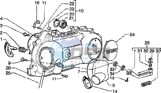 Kickstarter-crankcase cooling