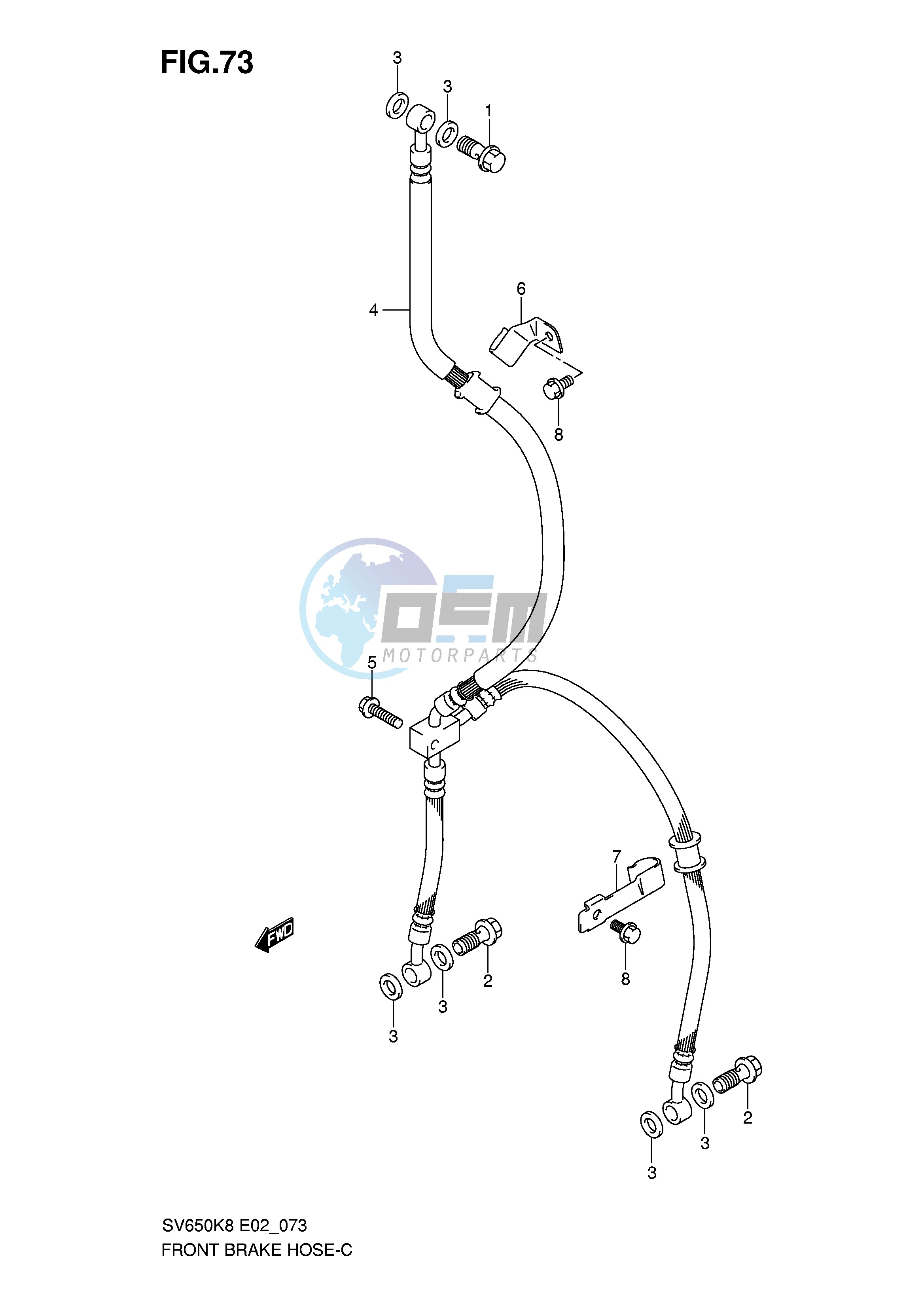 FRONT BRAKE HOSE (SV650K8 UK8 SK8 SUK8 K9 UK9 SK9 SUK9 SL0 SUL0)