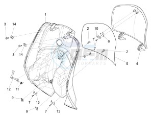 LX 125 4T 3V ie Vietnam drawing Front glovebox - Knee-guard panel