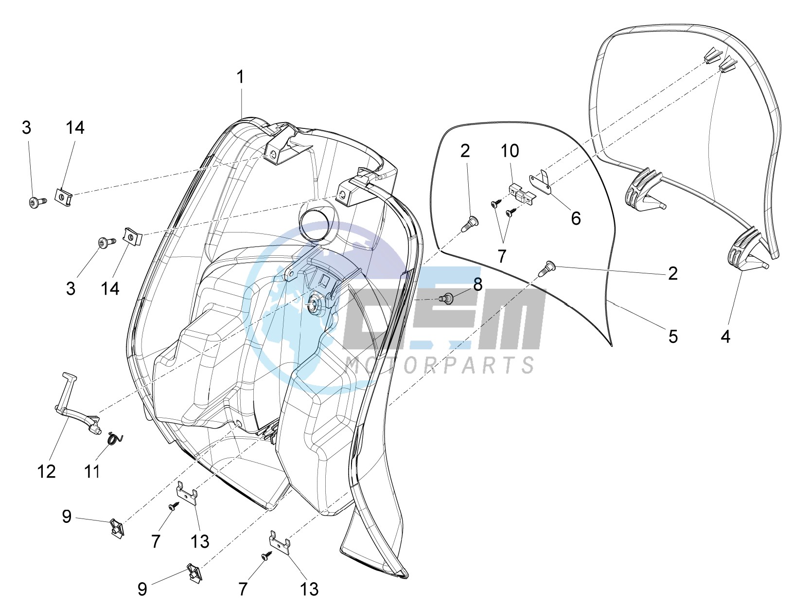 Front glovebox - Knee-guard panel