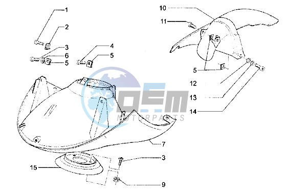 Front mudguard-rear mudguard