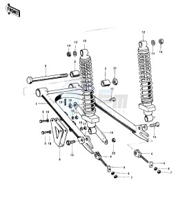 KX 450 drawing SWING ARM_SHOCK ABSORBERS -- 74 KX 450- -