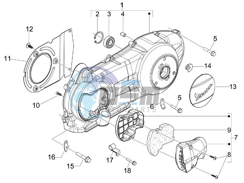 Crankcase cover and cooling