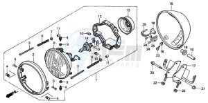 VT750DC SHADOW drawing HEADLIGHT (CM)