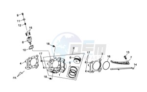 QUAD RAIDER 600 LE CHASSIS LONG drawing CYLINDER MET PISTON / CYLINDER GASKETS TOP AND BOTTOM