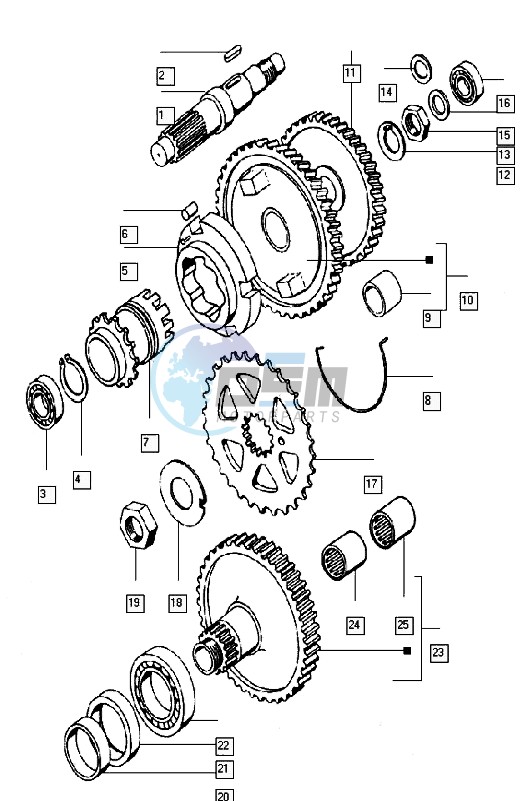 Countershaft-mainshaft