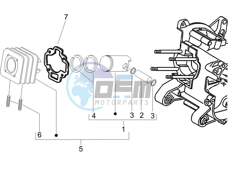 Cylinder-piston-wrist pin unit