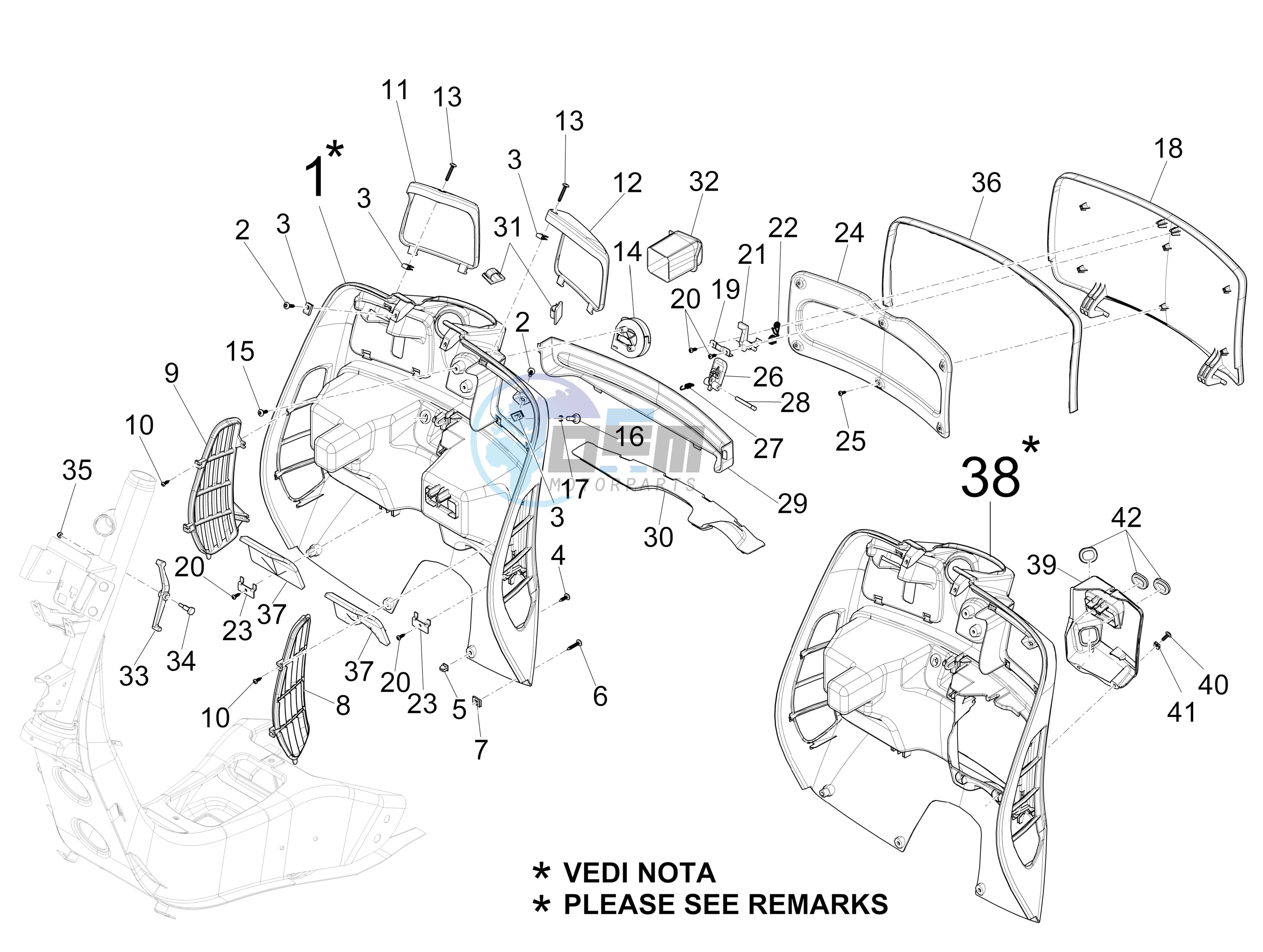 Front glovebox - Knee-guard panel