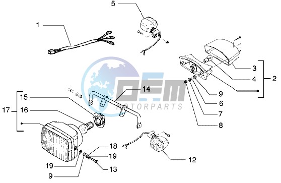 Front lights and turn signal lamps