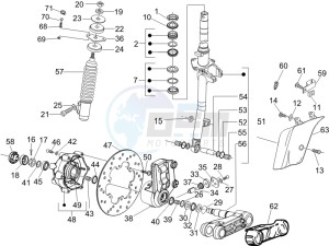 GTS 250 UK drawing Fork - steering tube - Steering bearing unit