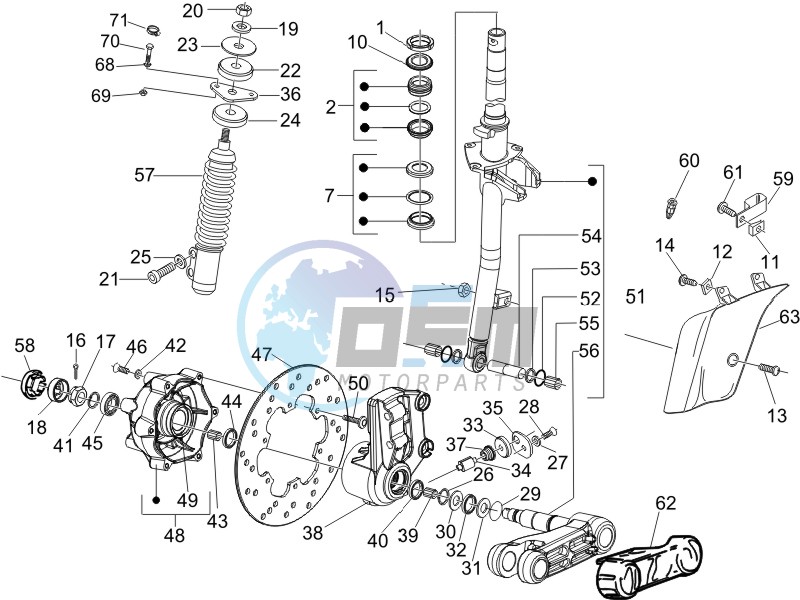 Fork - steering tube - Steering bearing unit