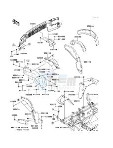 MULE 4010 TRANS 4x4 DIESEL KAF950G9F EU drawing Front Fender(s)