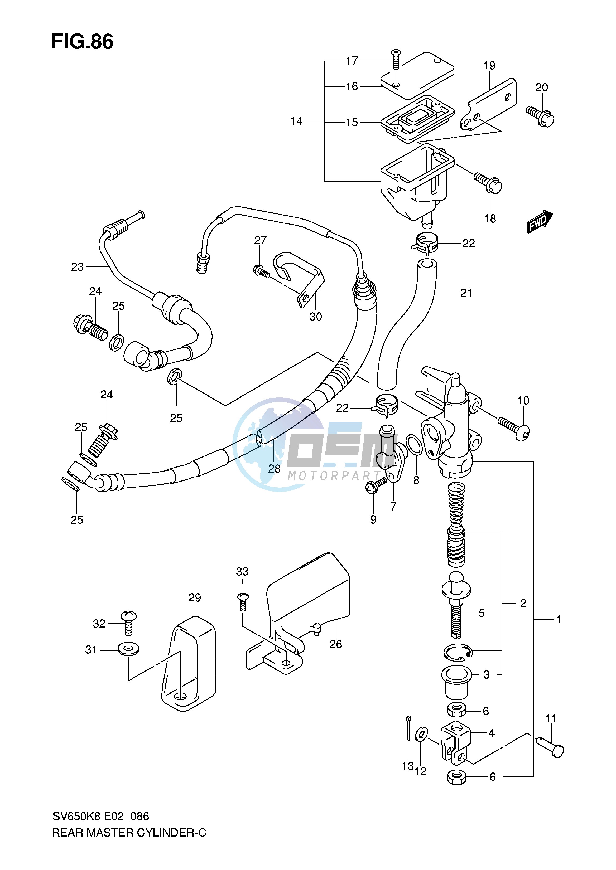 REAR MASTER CYLINDER (SEE NOTE)