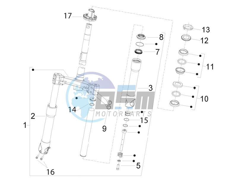 Fork steering tube - Steering bearing unit